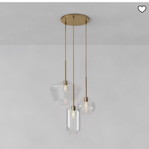West elm Sculptural 3- Light Chandelier(GLASS GLOBE NOT INCLUDED)Brushed Brass